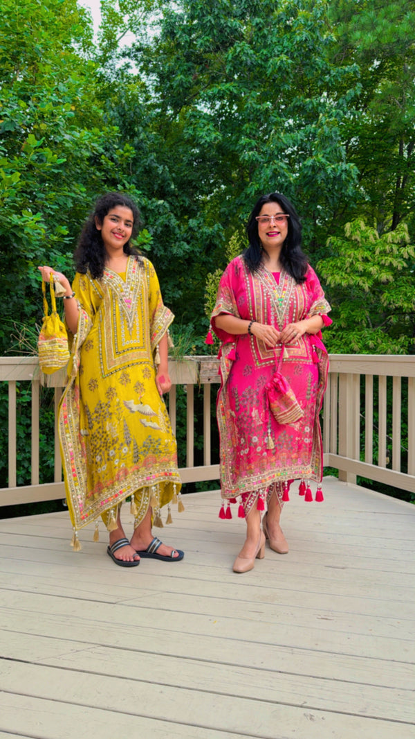 Digital Bird print kaftan